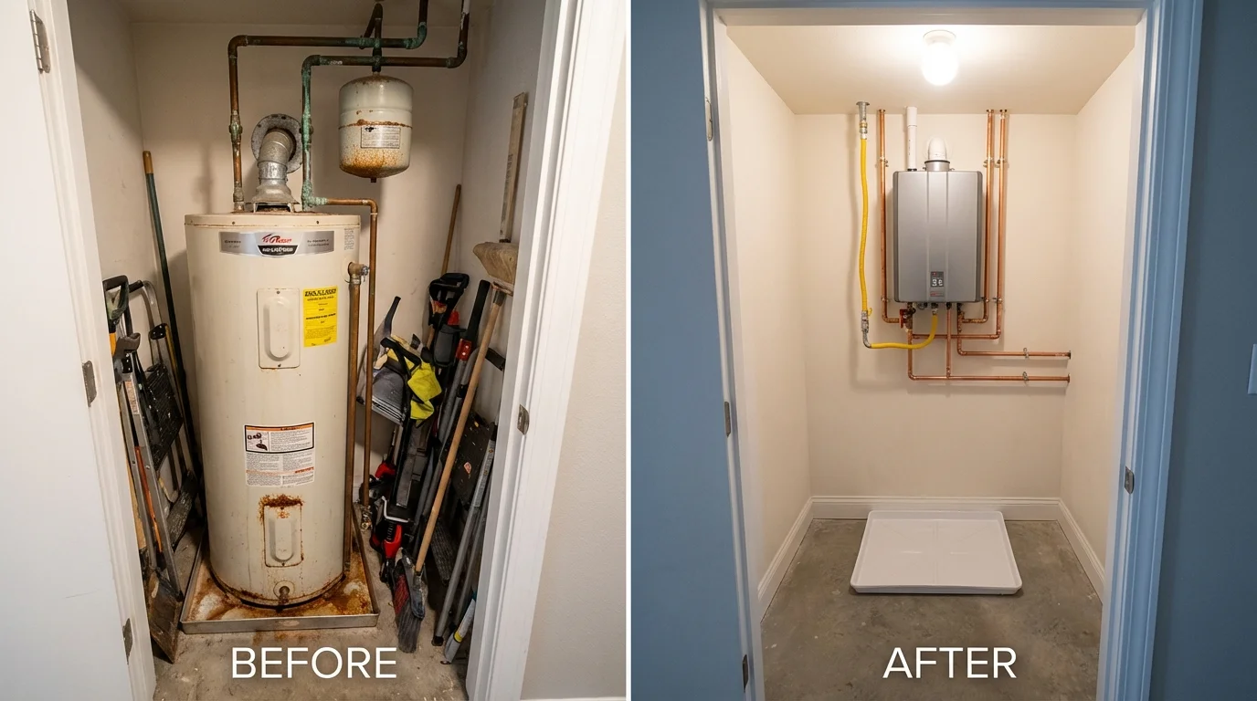 Tank water heater versus wall-mounted tankless unit comparison for Macon, GA homeowners