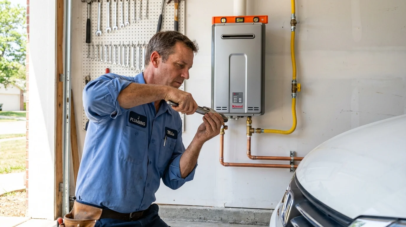 Tankless water heater installation by a Johns Plumbing LLC plumber in Macon