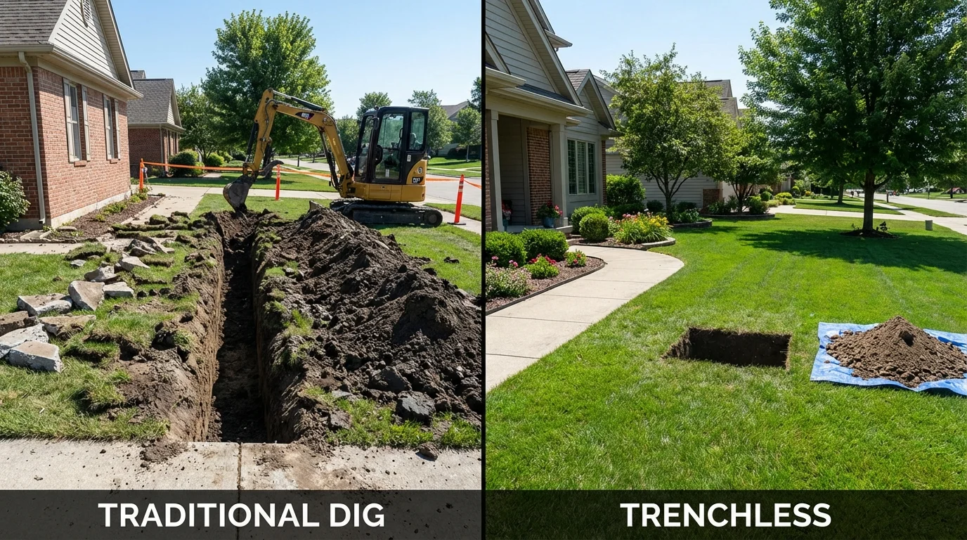Trenchless sewer repair with minimal yard damage versus traditional excavation in Macon, GA
